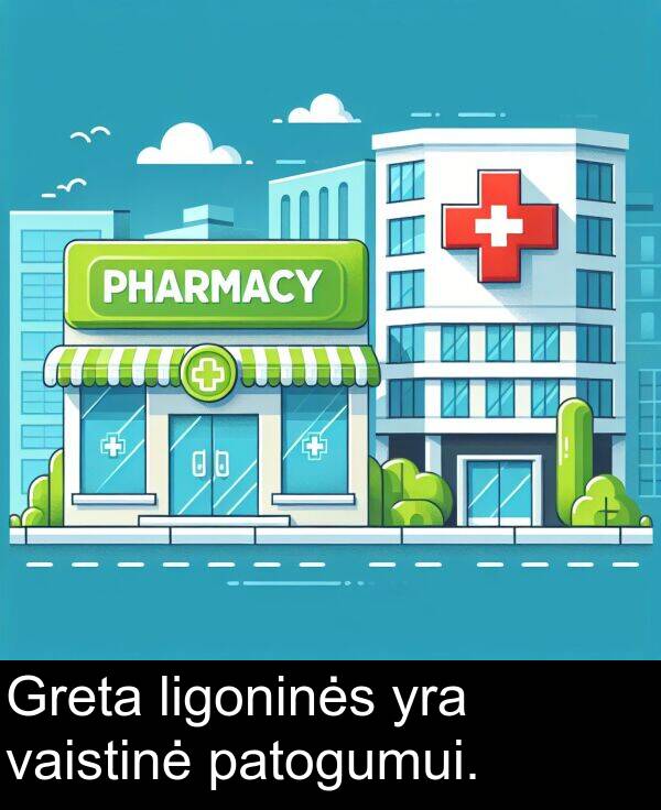 vaistinė: Greta ligoninės yra vaistinė patogumui.