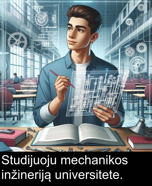 universitete: Studijuoju mechanikos inžineriją universitete.