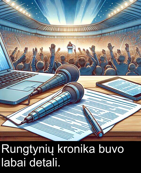 labai: Rungtynių kronika buvo labai detali.