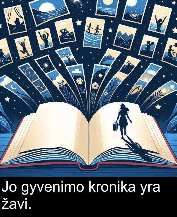 žavi: Jo gyvenimo kronika yra žavi.