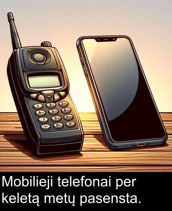 keletą: Mobilieji telefonai per keletą metų pasensta.