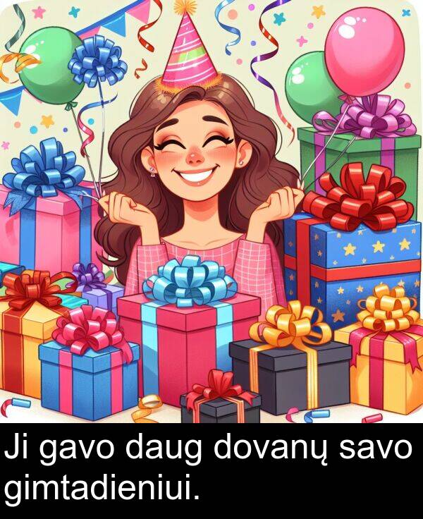 daug: Ji gavo daug dovanų savo gimtadieniui.