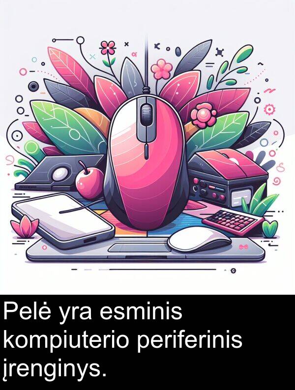 esminis: Pelė yra esminis kompiuterio periferinis įrenginys.