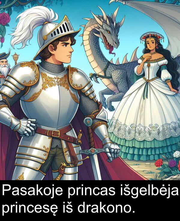 drakono: Pasakoje princas išgelbėja princesę iš drakono.