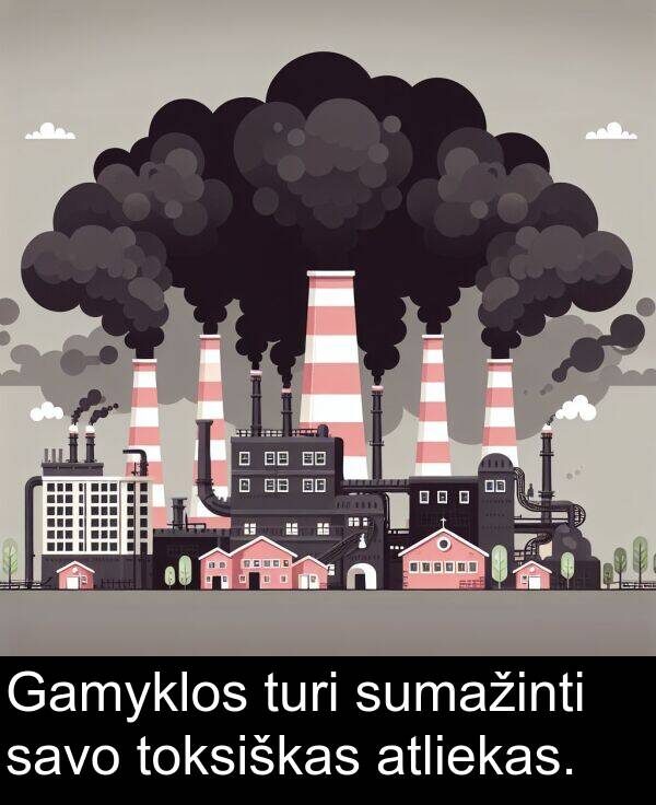 sumažinti: Gamyklos turi sumažinti savo toksiškas atliekas.