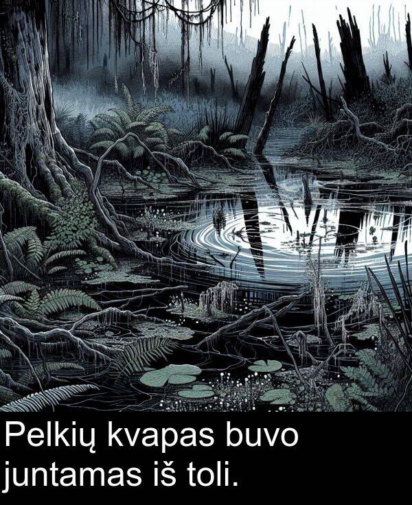 kvapas: Pelkių kvapas buvo juntamas iš toli.