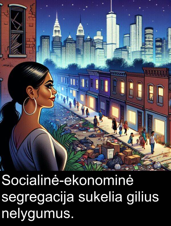 nelygumus: Socialinė-ekonominė segregacija sukelia gilius nelygumus.