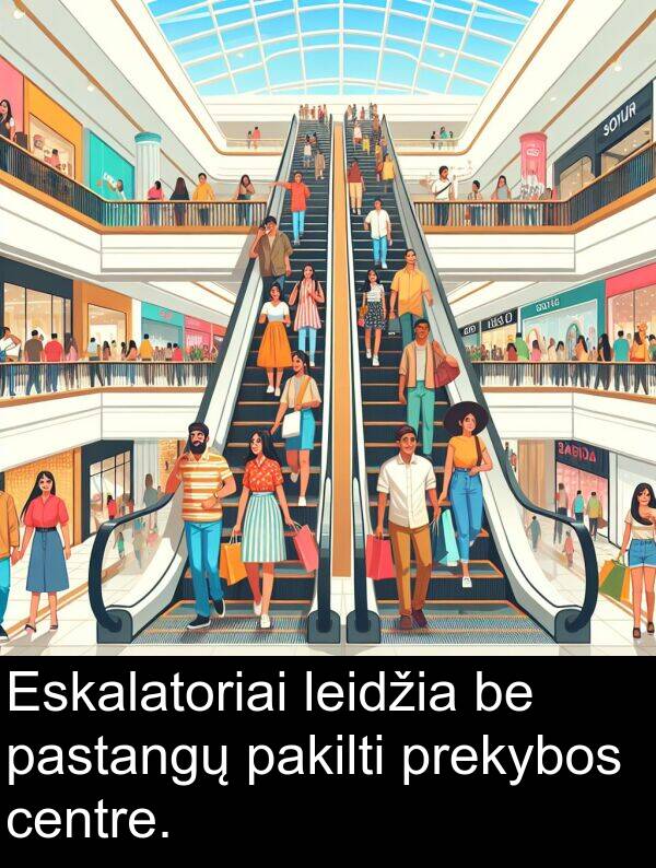 centre: Eskalatoriai leidžia be pastangų pakilti prekybos centre.