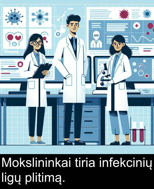 plitimą: Mokslininkai tiria infekcinių ligų plitimą.