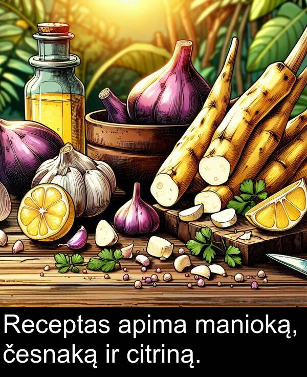 manioką: Receptas apima manioką, česnaką ir citriną.