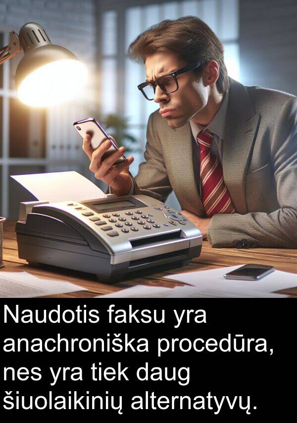faksu: Naudotis faksu yra anachroniška procedūra, nes yra tiek daug šiuolaikinių alternatyvų.