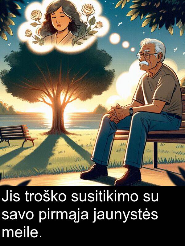 jaunystės: Jis troško susitikimo su savo pirmąja jaunystės meile.