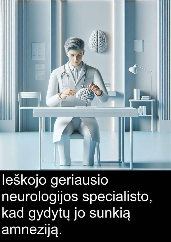 geriausio: Ieškojo geriausio neurologijos specialisto, kad gydytų jo sunkią amneziją.
