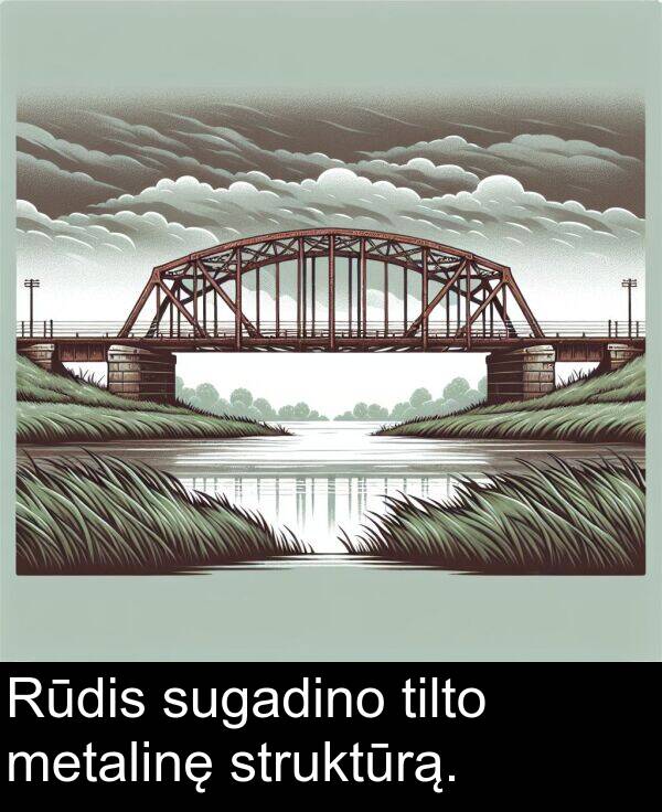 sugadino: Rūdis sugadino tilto metalinę struktūrą.