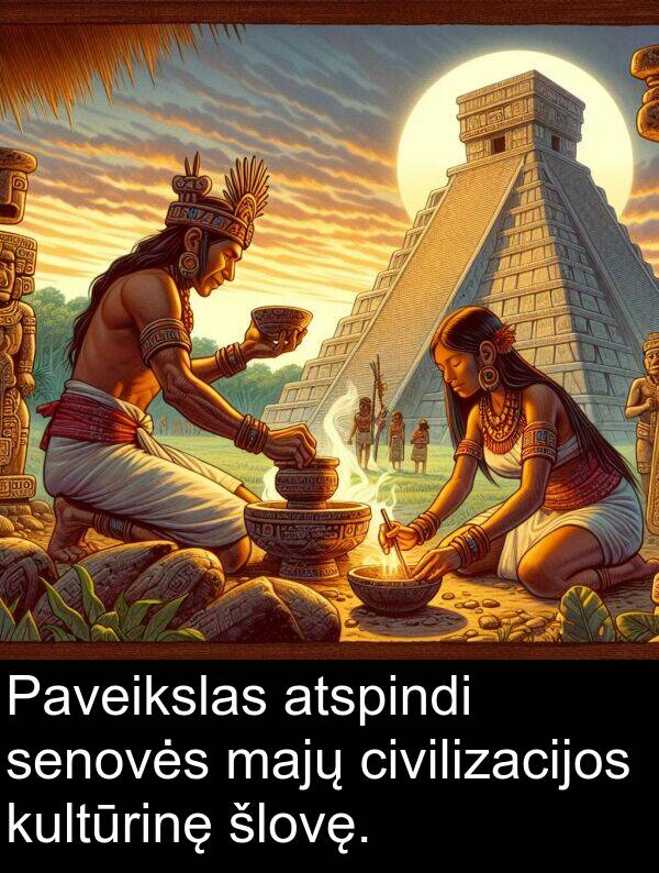 civilizacijos: Paveikslas atspindi senovės majų civilizacijos kultūrinę šlovę.