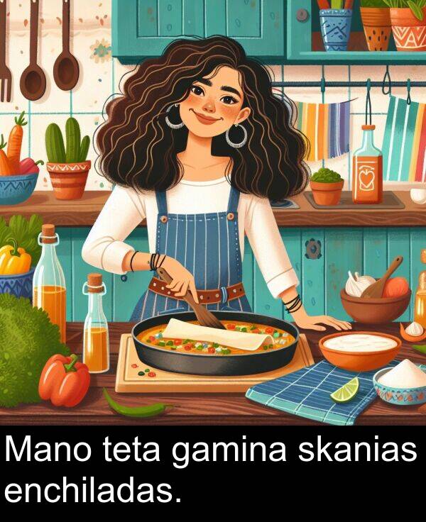 gamina: Mano teta gamina skanias enchiladas.