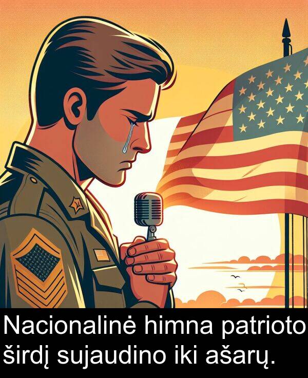 himna: Nacionalinė himna patrioto širdį sujaudino iki ašarų.