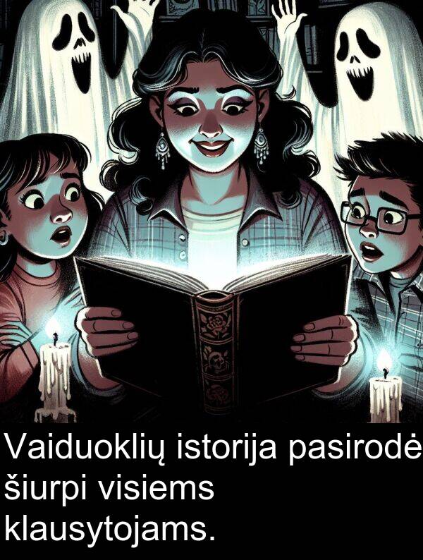 klausytojams: Vaiduoklių istorija pasirodė šiurpi visiems klausytojams.