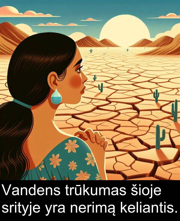 trūkumas: Vandens trūkumas šioje srityje yra nerimą keliantis.