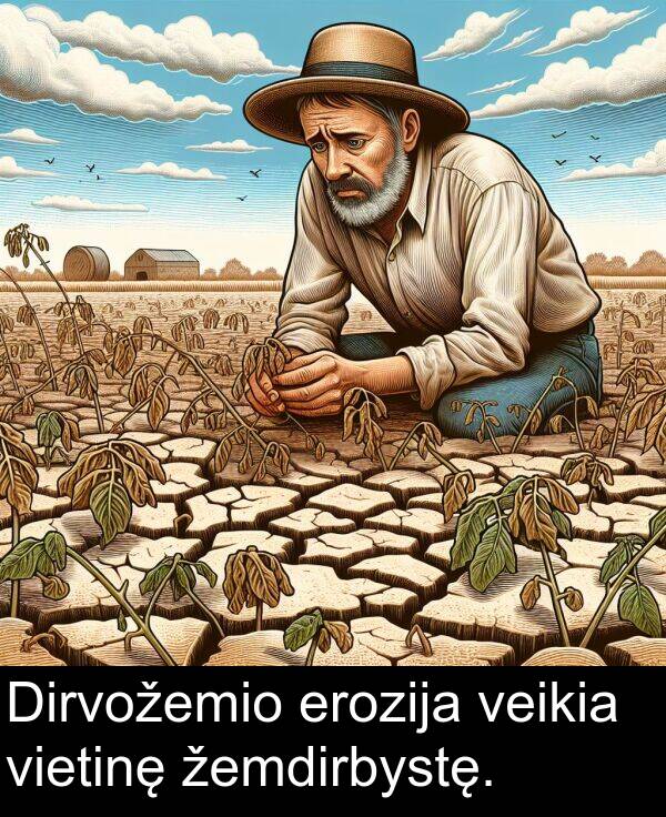 žemdirbystę: Dirvožemio erozija veikia vietinę žemdirbystę.