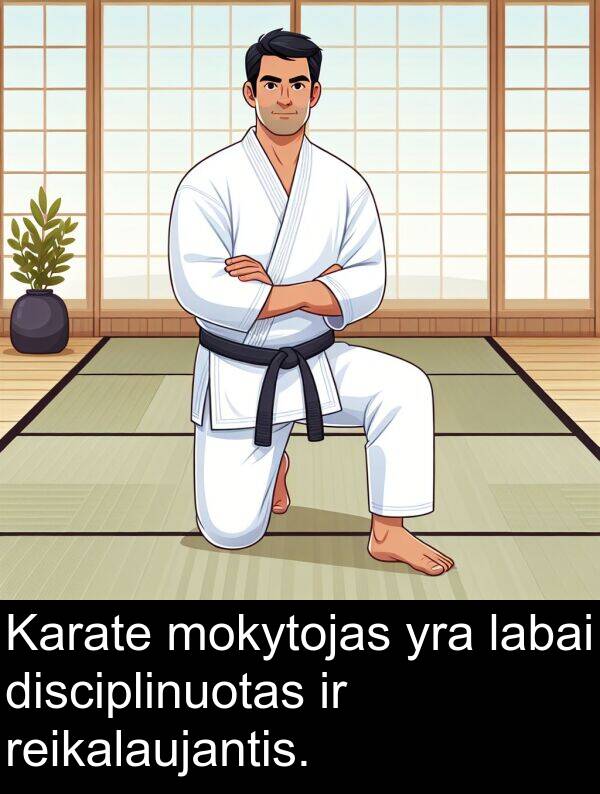 disciplinuotas: Karate mokytojas yra labai disciplinuotas ir reikalaujantis.
