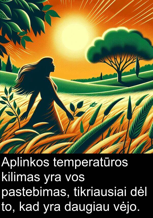 pastebimas: Aplinkos temperatūros kilimas yra vos pastebimas, tikriausiai dėl to, kad yra daugiau vėjo.