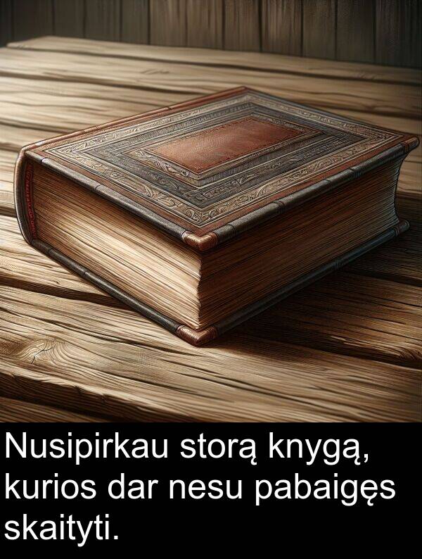 dar: Nusipirkau storą knygą, kurios dar nesu pabaigęs skaityti.