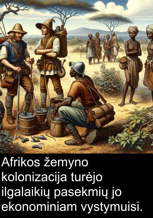 ilgalaikių: Afrikos žemyno kolonizacija turėjo ilgalaikių pasekmių jo ekonominiam vystymuisi.