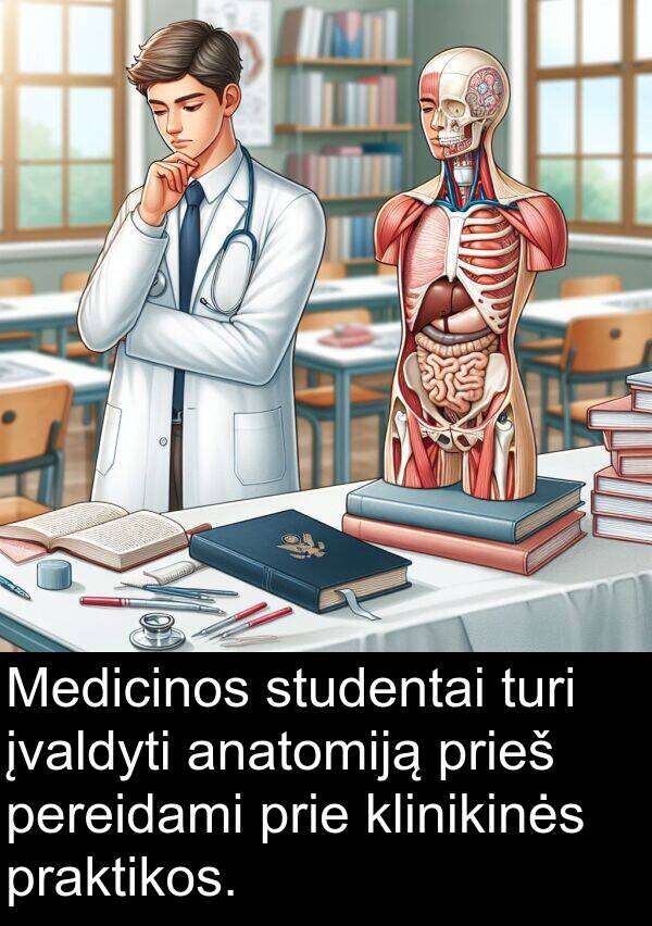 klinikinės: Medicinos studentai turi įvaldyti anatomiją prieš pereidami prie klinikinės praktikos.