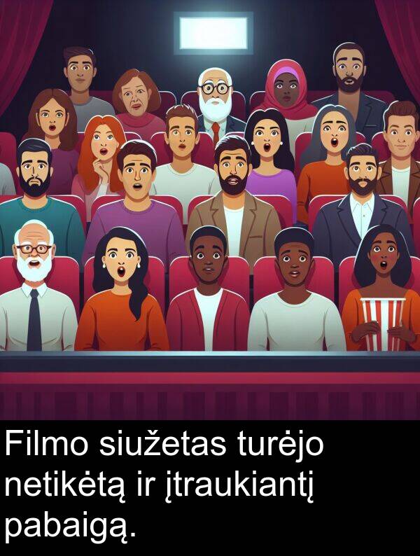 pabaigą: Filmo siužetas turėjo netikėtą ir įtraukiantį pabaigą.