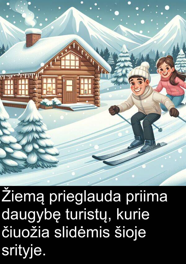 čiuožia: Žiemą prieglauda priima daugybę turistų, kurie čiuožia slidėmis šioje srityje.