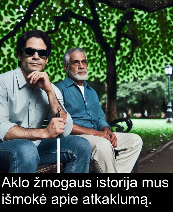 istorija: Aklo žmogaus istorija mus išmokė apie atkaklumą.