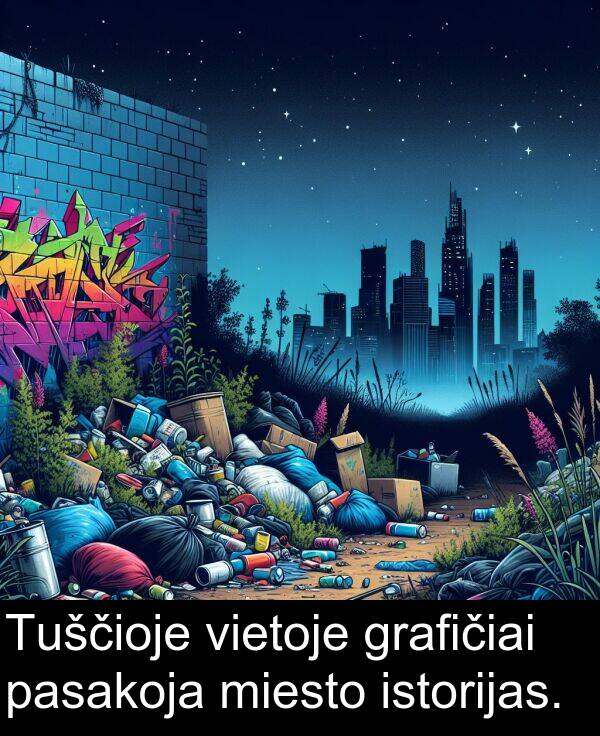 miesto: Tuščioje vietoje grafičiai pasakoja miesto istorijas.
