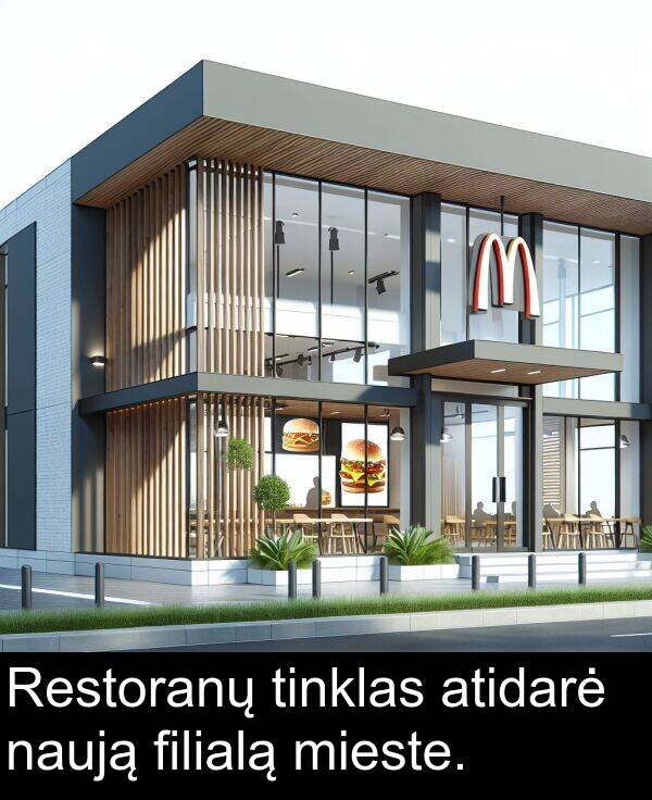 filialą: Restoranų tinklas atidarė naują filialą mieste.
