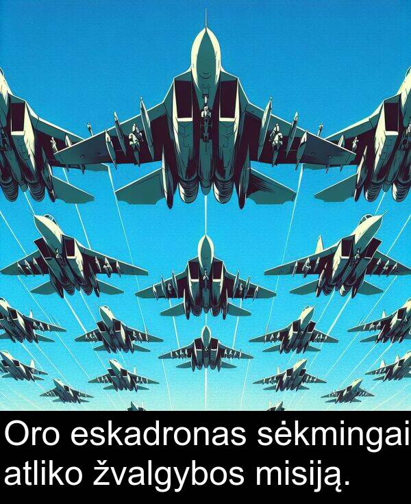 žvalgybos: Oro eskadronas sėkmingai atliko žvalgybos misiją.
