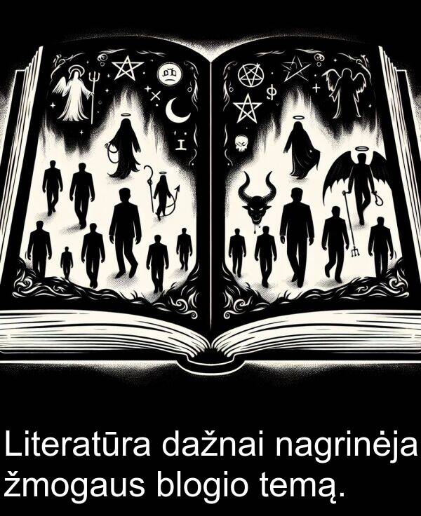 nagrinėja: Literatūra dažnai nagrinėja žmogaus blogio temą.