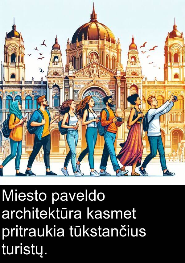 tūkstančius: Miesto paveldo architektūra kasmet pritraukia tūkstančius turistų.