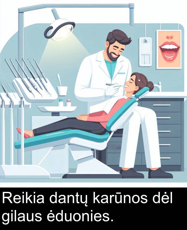ėduonies: Reikia dantų karūnos dėl gilaus ėduonies.