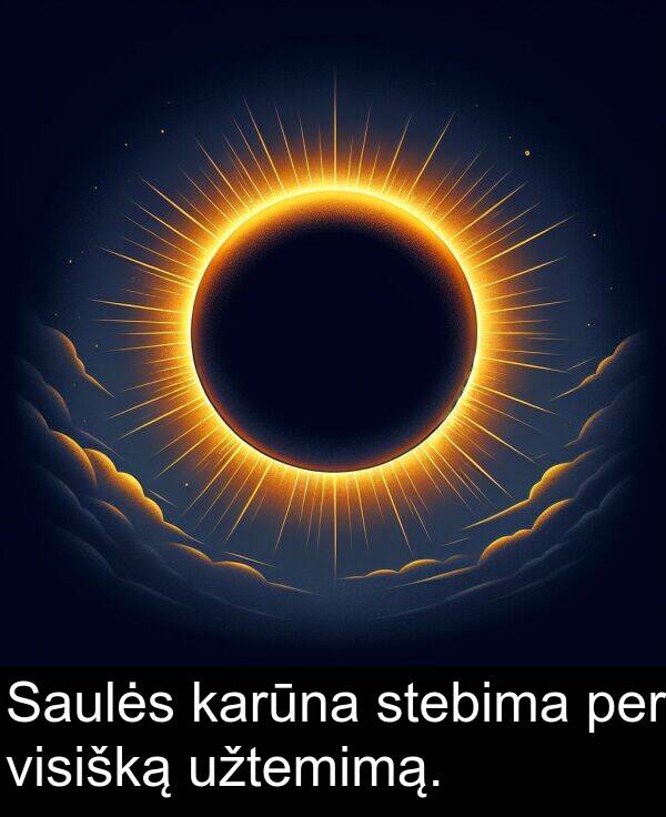 karūna: Saulės karūna stebima per visišką užtemimą.