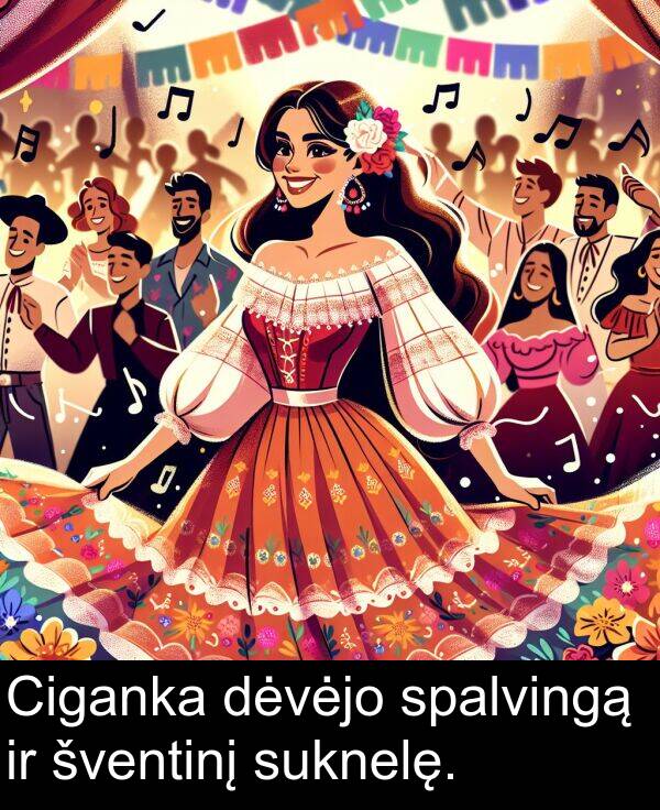 šventinį: Ciganka dėvėjo spalvingą ir šventinį suknelę.