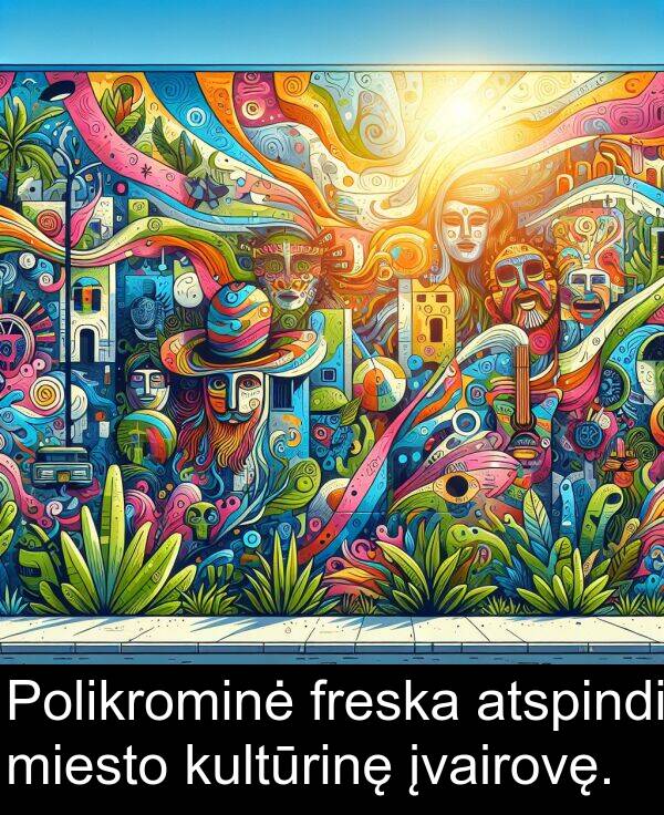 miesto: Polikrominė freska atspindi miesto kultūrinę įvairovę.