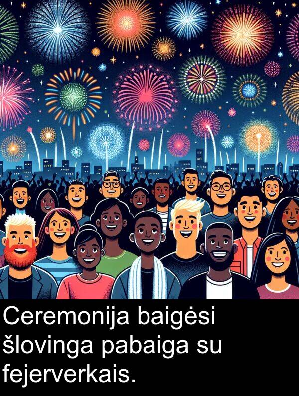 baigėsi: Ceremonija baigėsi šlovinga pabaiga su fejerverkais.