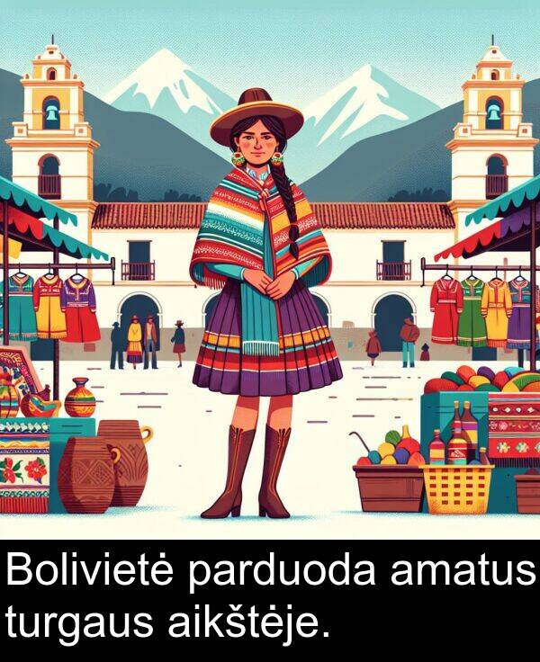 aikštėje: Bolivietė parduoda amatus turgaus aikštėje.