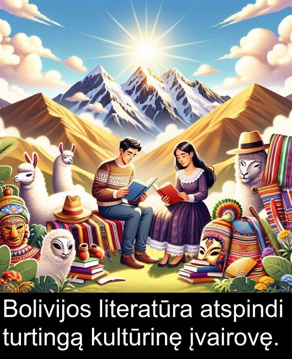 turtingą: Bolivijos literatūra atspindi turtingą kultūrinę įvairovę.