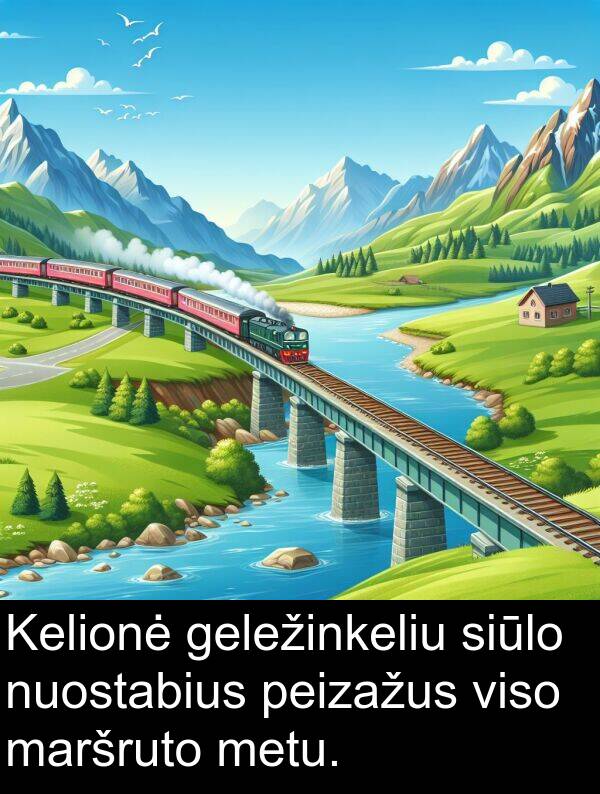 geležinkeliu: Kelionė geležinkeliu siūlo nuostabius peizažus viso maršruto metu.