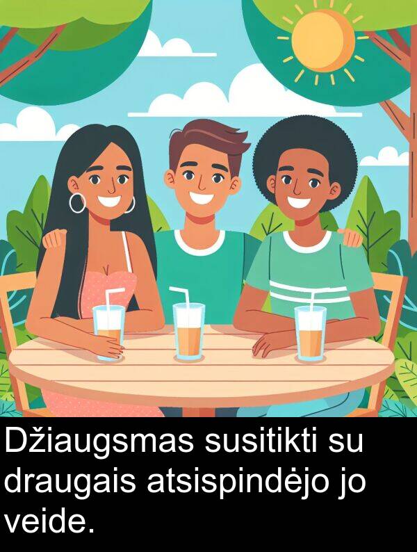 draugais: Džiaugsmas susitikti su draugais atsispindėjo jo veide.
