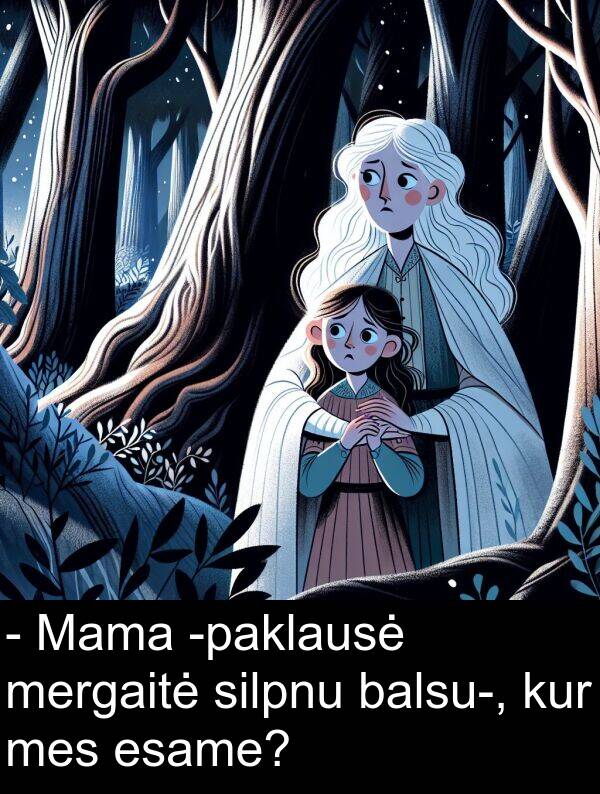 balsu: - Mama -paklausė mergaitė silpnu balsu-, kur mes esame?