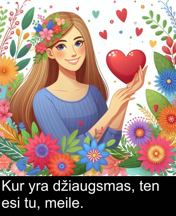 tu: Kur yra džiaugsmas, ten esi tu, meile.