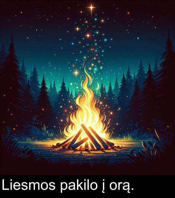 pakilo: Liesmos pakilo į orą.