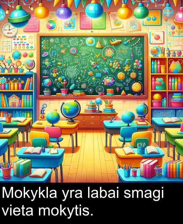 labai: Mokykla yra labai smagi vieta mokytis.